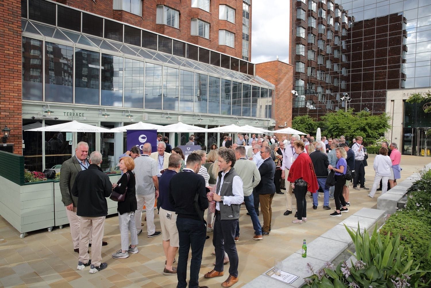 International guest assembling for pre dinner drinks before dinner at the Conrad Hotel, Dublin