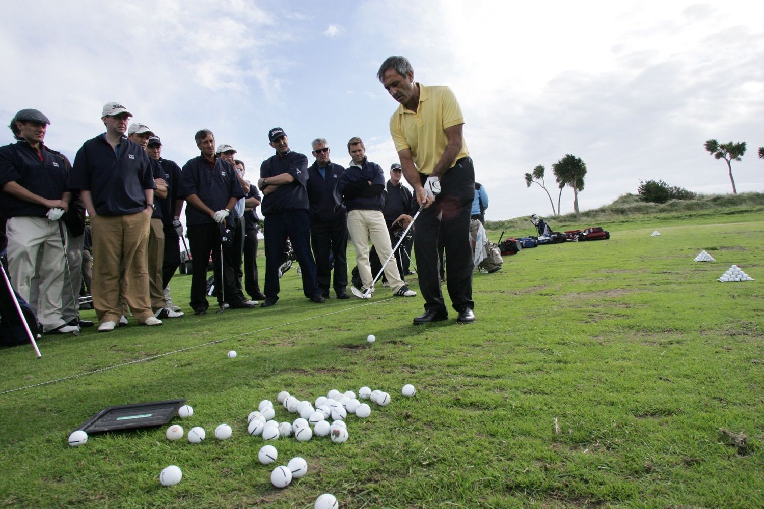 As part of an incentive group, Seve Ballesteros gives a group lesson