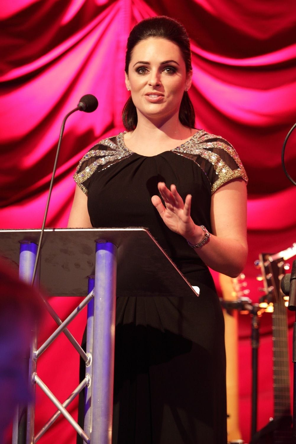 Gráinne Seoige MCs a party in the Arrol Suite in the Guinness Storehouse, Dublin