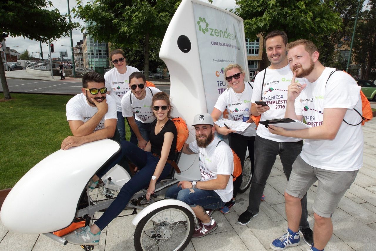 'Techies for Temple Street' teams compete a treasure hunt around Dublin in aid of Temple Street, Children's Hospital.