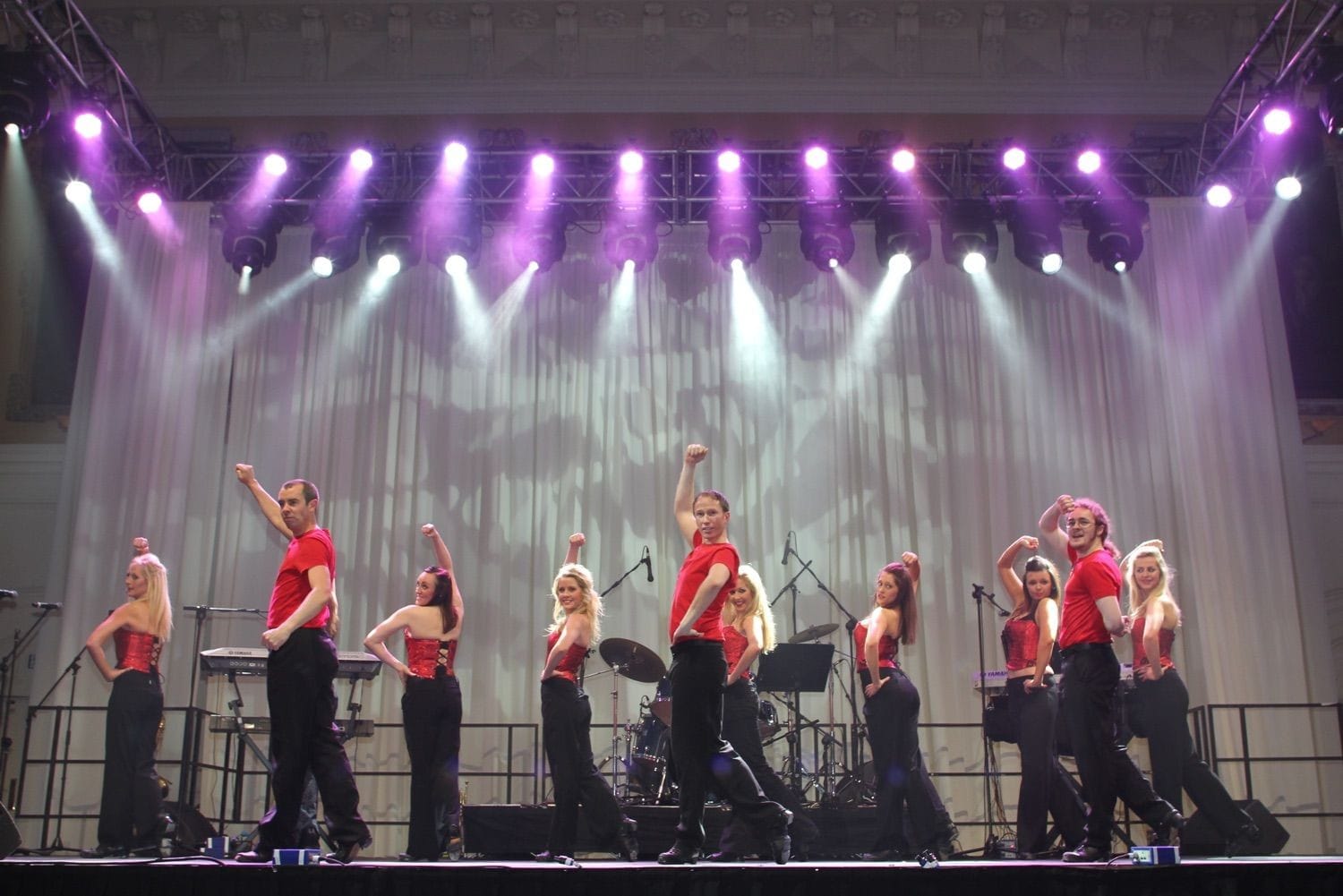 A troupe of Irish dancers perform to an audience at a gala dinner in the Royal Hospital, Kilmainham.