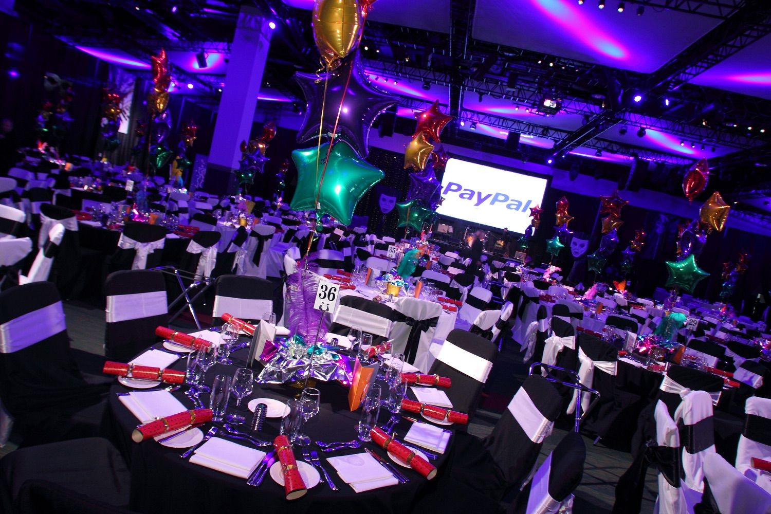 Decor and lighting in the Convention Centre Dublin, for the Paypal Christmas Party