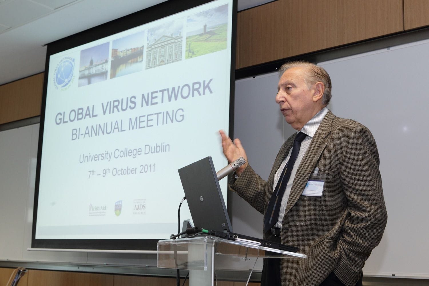 A speaker at the Global Virus Network biannual meeting in University College Dublin