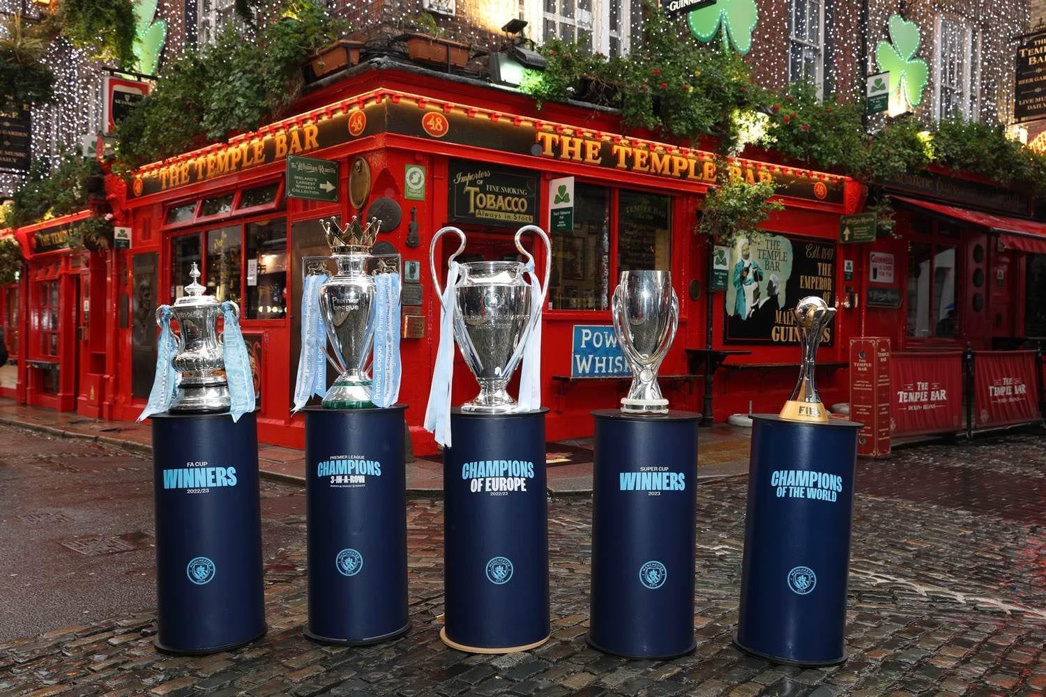 The Premier League, FA Cup, UEFA Champions League, UEFA Super Cup and FIFA Club World Cup. pictured here outside The Temple Bar in Dublin