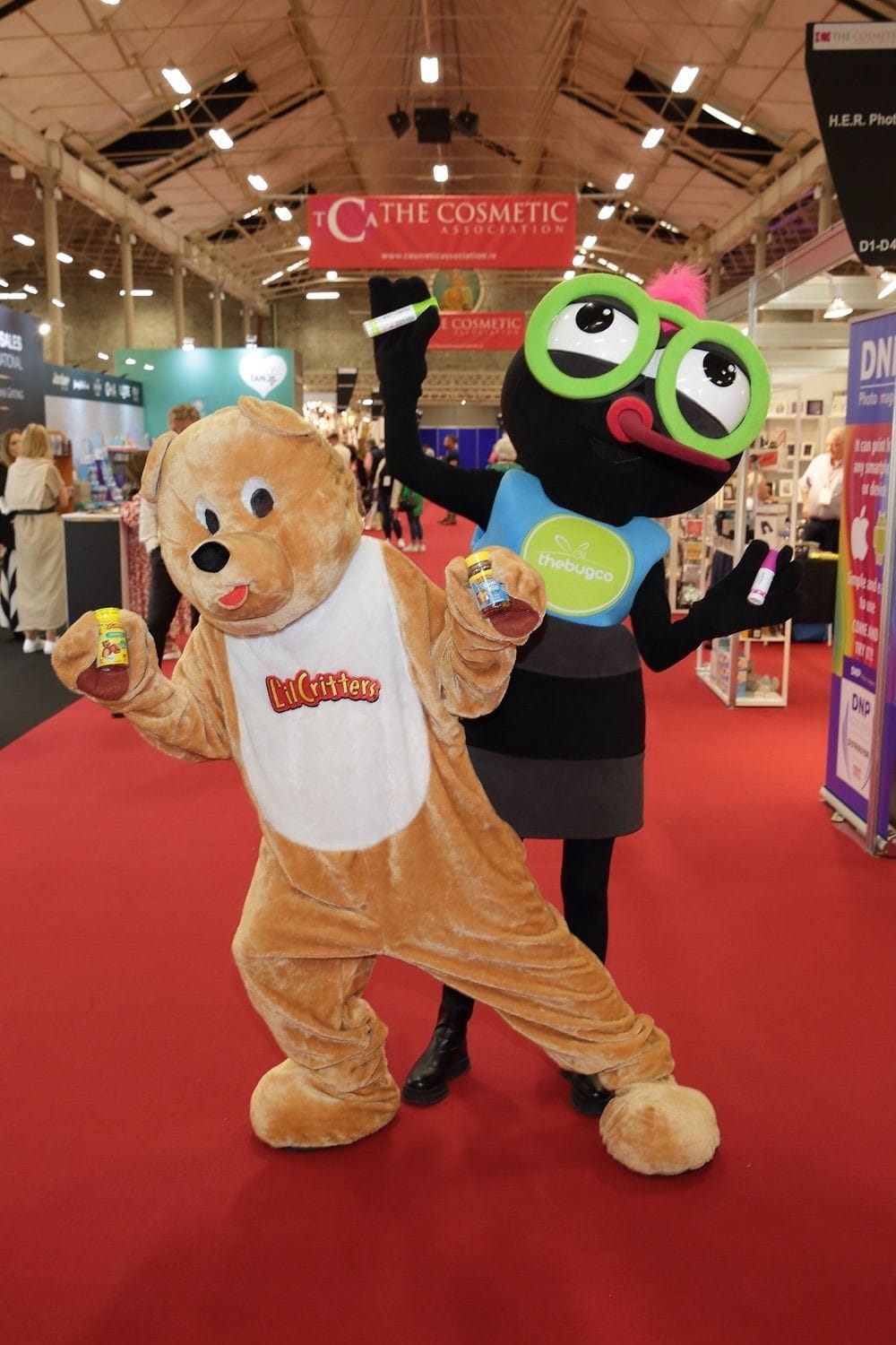 Animated characters entertain and interact with delegates at an industry trade show in the main hall in the RDS, Dublin