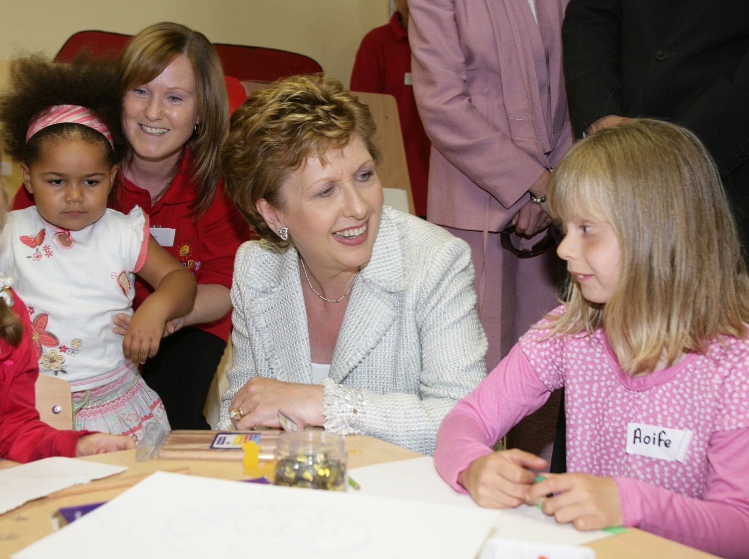 President Mary McAleese visits a community group to lend her support