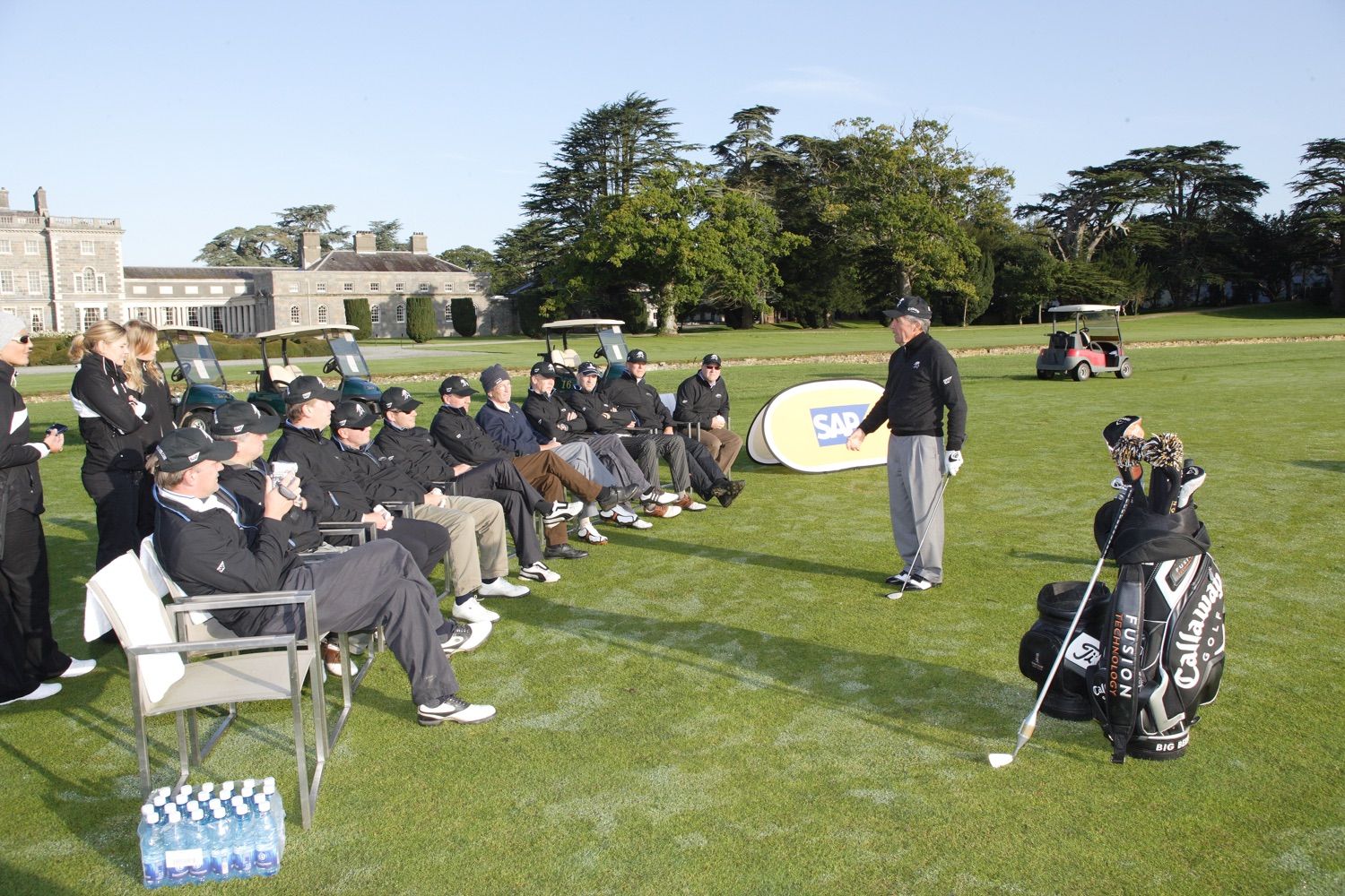 Gary Player giving a golf masterclass to staff and management of SAP Software Solutions at Carton House Golf club in county Kildare