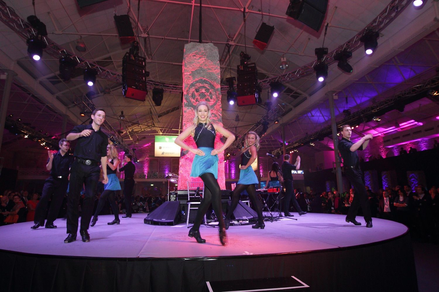 Irisg dancers perform during dinner after a conference