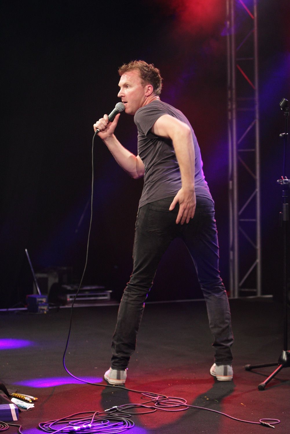 Jason Byrne shows us where he put the ointment at  the Vodafone Comedy Festival which was held in the Iveagh Gardens, Dublin, Ireland