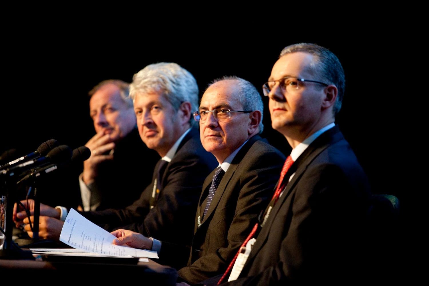 Speakers listening to questions from the audience ata  conference in the Convention Centre Dublin