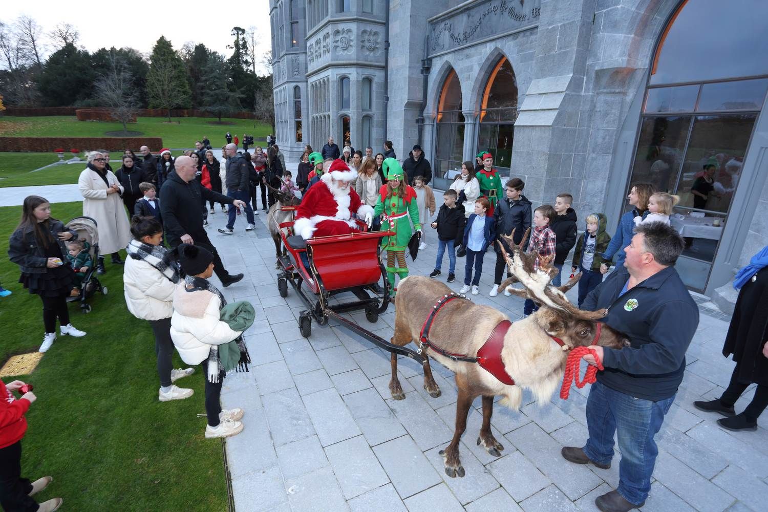 Santa arrives on hi sleigh at Dromoland Castle Hotel, Co Clare for a private event