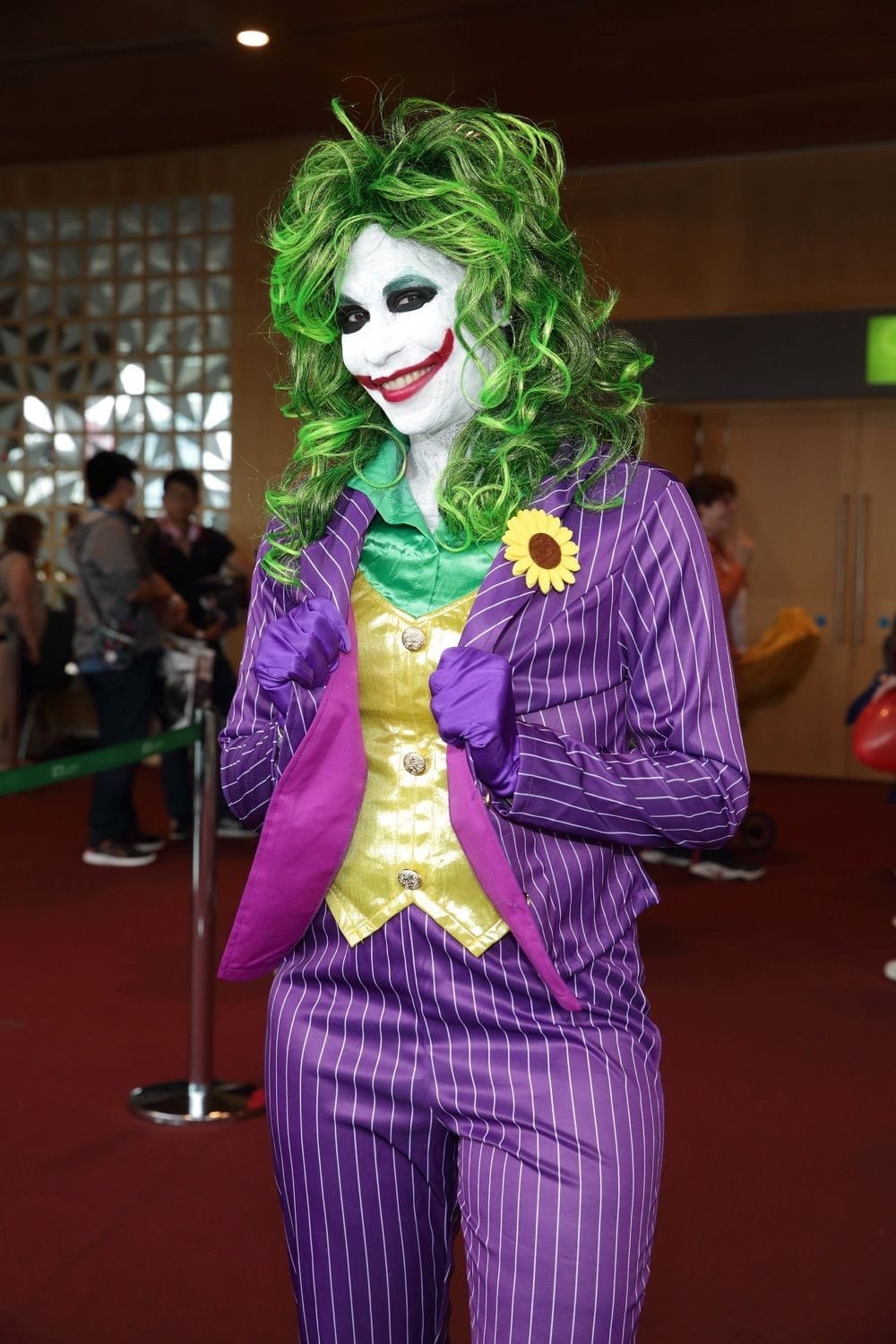 A lady dressed as the Joker at Comicon, held in the Conference Centre Dublin