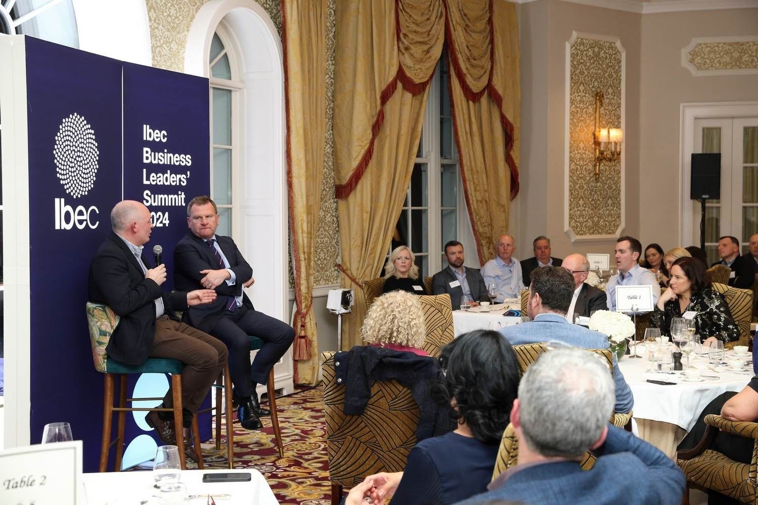 After dinner fireside chat at a private dinner for business leaders hosted by IBEC, in the K Club, Straffan, Co KIldare